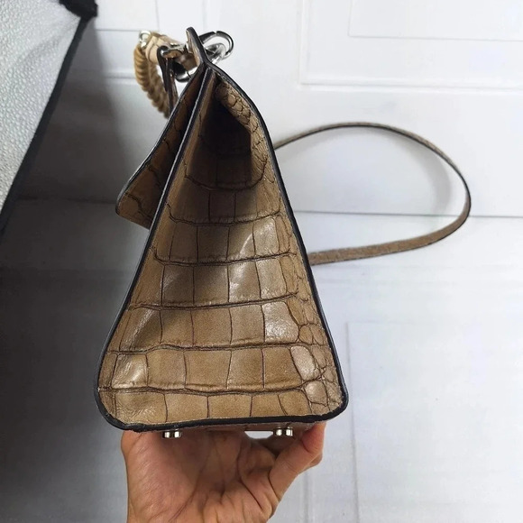 Claudia Firenze Croc Embossed Leather Cream Colored Satchel/ Bag - Picture 11 of 16